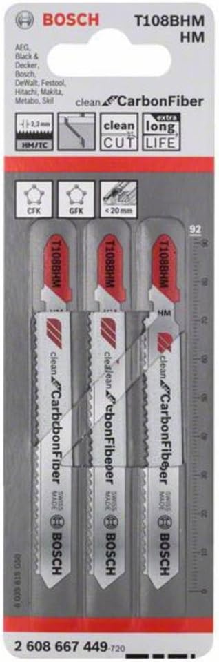 BOSCH Stichsägeblatt T 108 BHM, Clean für Carbon Fiber, 2608667449