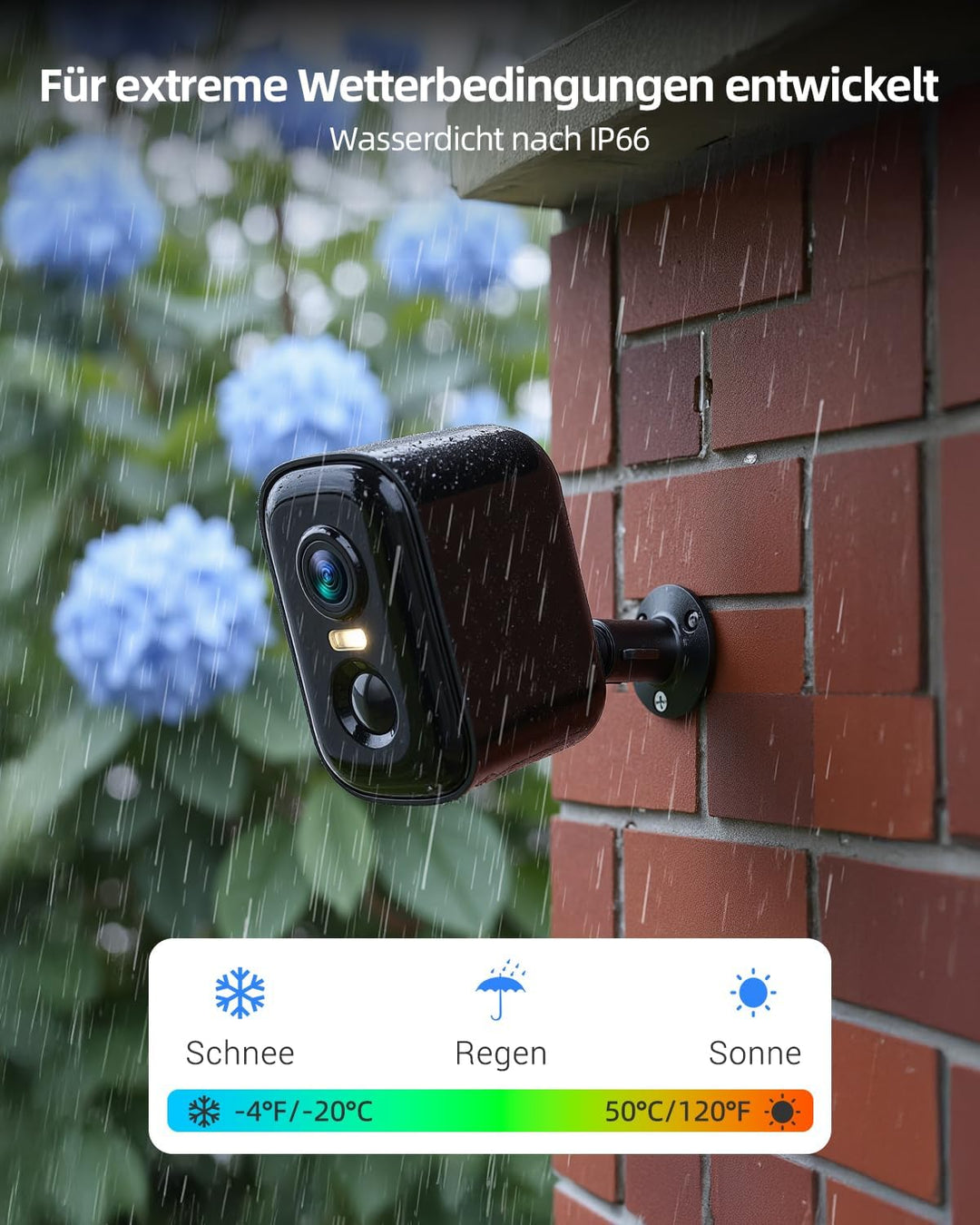 Techage Solar Überwachungskamera Aussen, 2304P, Wi-Fi, Wetterfest, App-Steuerung, 10m Reichweite, Wa