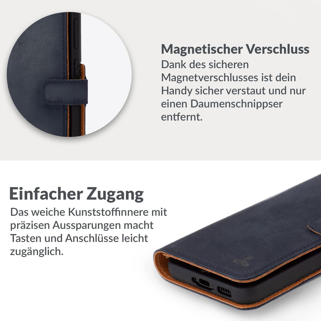 Snakehive Galaxy S23 Ultra Hülle Leder | Stylische Handyhülle mit Kartenhalter & Standfuss | Handyhü