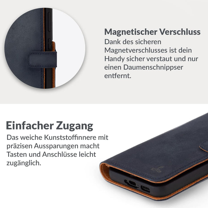 Snakehive Galaxy S23 Ultra Hülle Leder | Stylische Handyhülle mit Kartenhalter & Standfuss | Handyhü