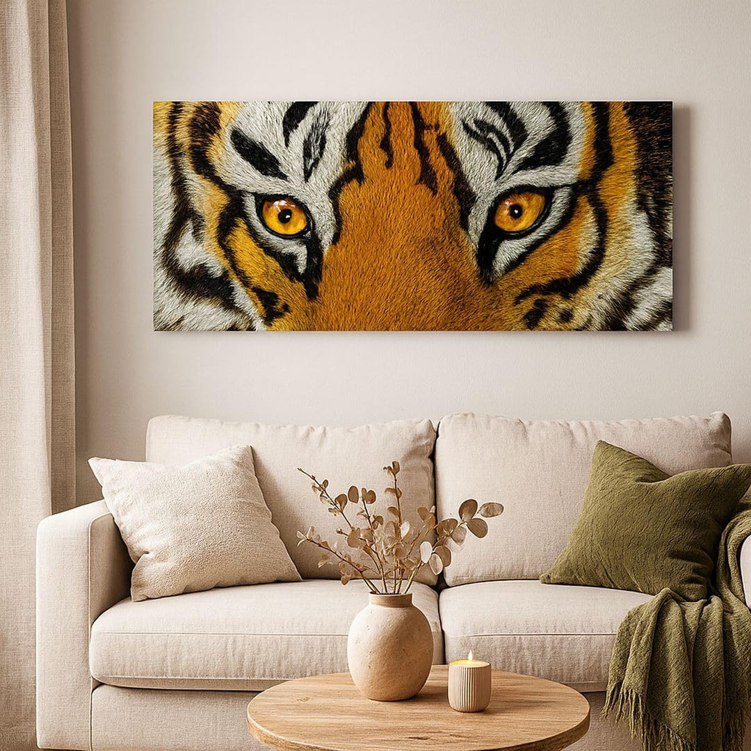 Wandbilder Dekoration Wohnzimmer Tiger Tiere Natur Safari Panorama Bilder auf Leinwand 120x50cm Lein
