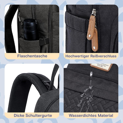 RUVALINO Baby Wickelrucksack Wickeltasche Rucksack mit tragbarer Wickelauflage, Schnullerhalter und