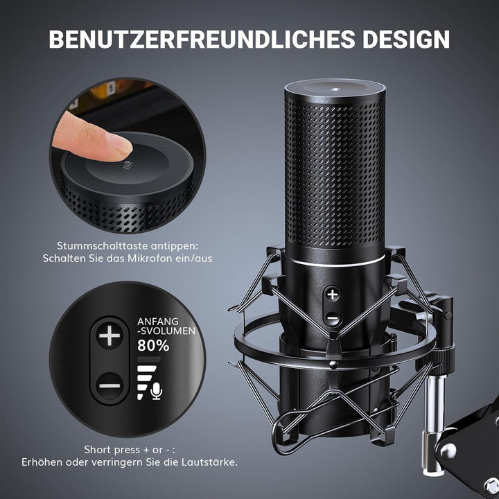 TONOR Q9 USB Mikrofon Kondensator Microphone Kit, Q9
