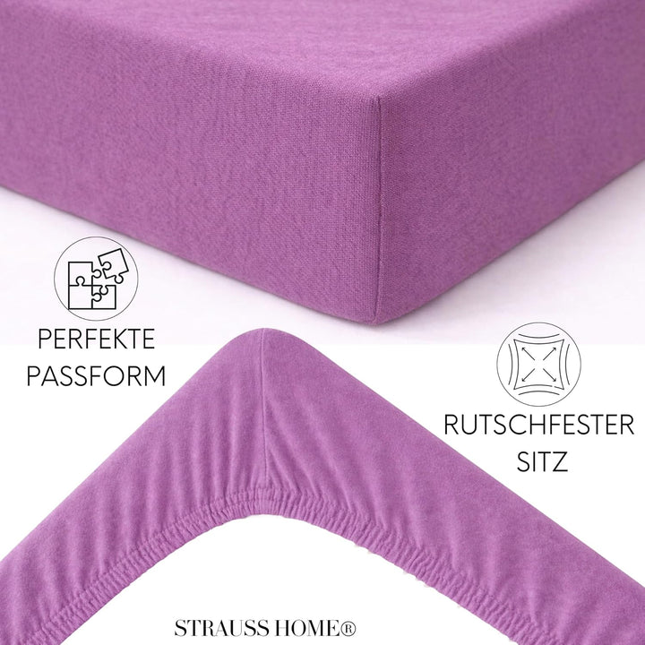 Strauss Home ® Jersey Spannbettlaken Spannbetttuch Bettlaken 100% Baumwolle 180x200-200x200 cm (Pfla