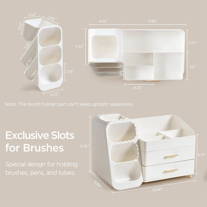 HBlife Makeup Kosmetik Organizer mit Schubladen, Pinsel Organizer, 3-in-1 Plastic Kosmetik Aufbewahr