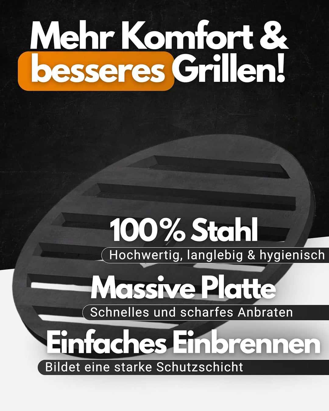 Feuerfest 123 Grillrost rund I Ø 10cm I Hochwertiges Grillgitter aus Stahl I Massive Grillplatte mit