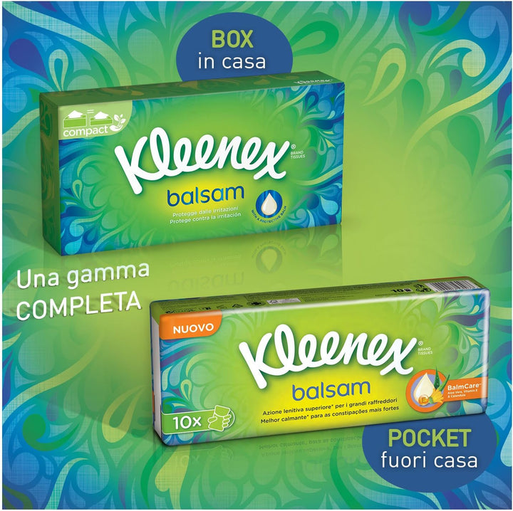 Kleenex Balsam Box Kosmetiktücher, Lenitive, 8 Packungen mit 80 Kletten, 8