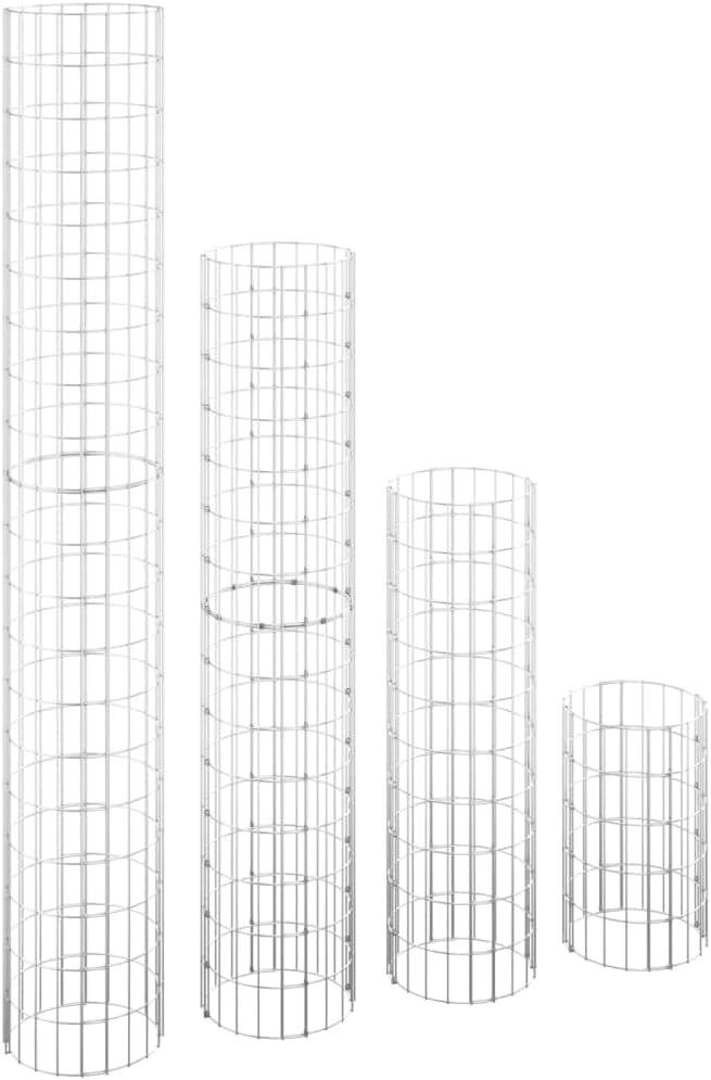 WIFESE 30x200 cm 4 Stück Gabionen Hochbeet Rund Gabionenkorb Gabionenwand Gabionen Zaun Steinkorb Ga