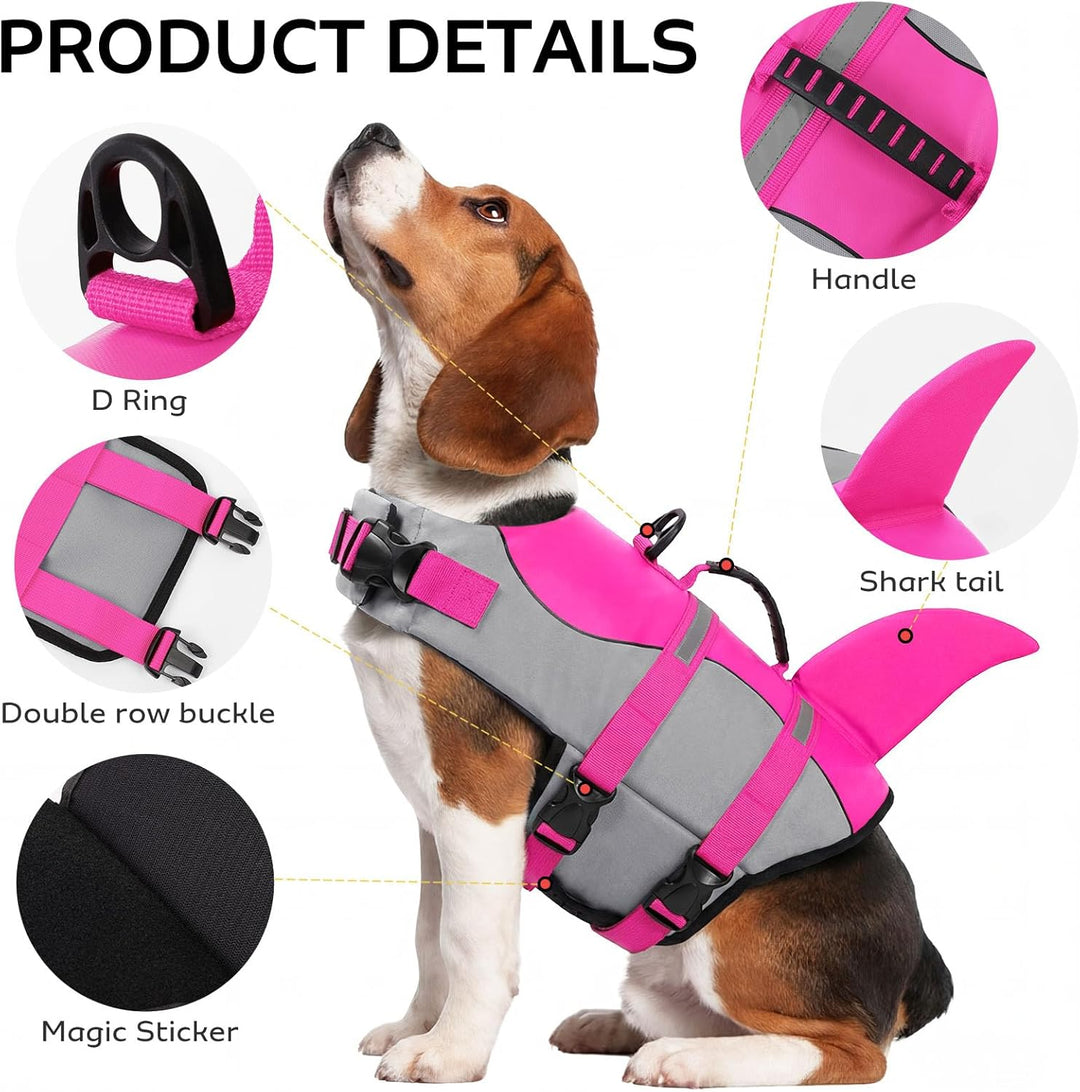 CITÉTOILE Schwimmweste Hunde Hai, Leicht und Sicher für Wassersport, hundeschwimmweste mit Griff und