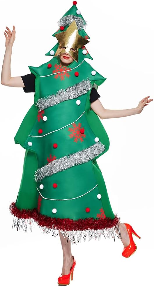 EraSpooky Weihnachtsbaum Kostüm für Erwachsene Unisex Weihnachtsfeier Kostüm