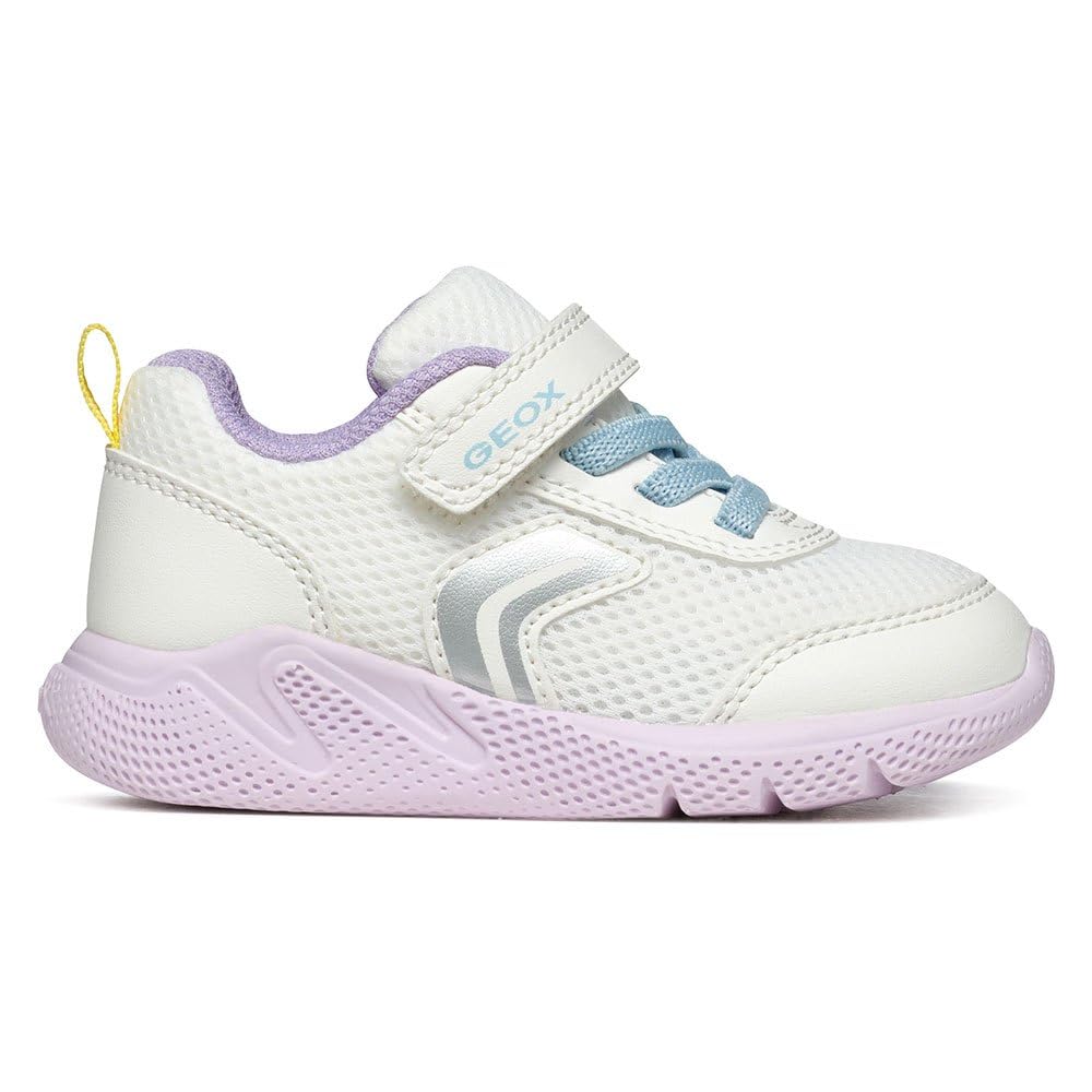 Geox Mädchen B Sprintye Girl D Sneakers 21 EU White Multicolor, 21 EU White Multicolor