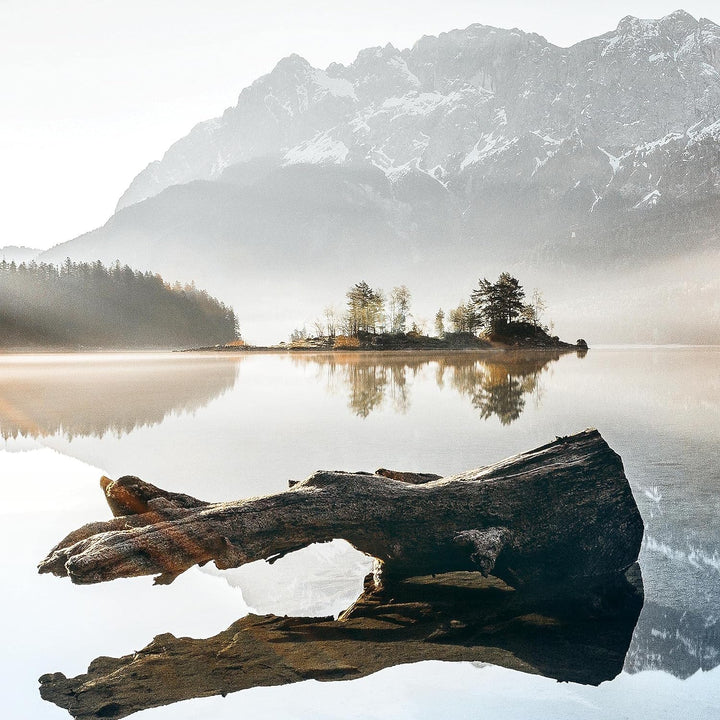 Novart Bilder Set - AUFHÄNGFERTIG - KEIN EXTRA RAHMEN BENÖTIGT - See Berge blau Modern Natur - Wohnz