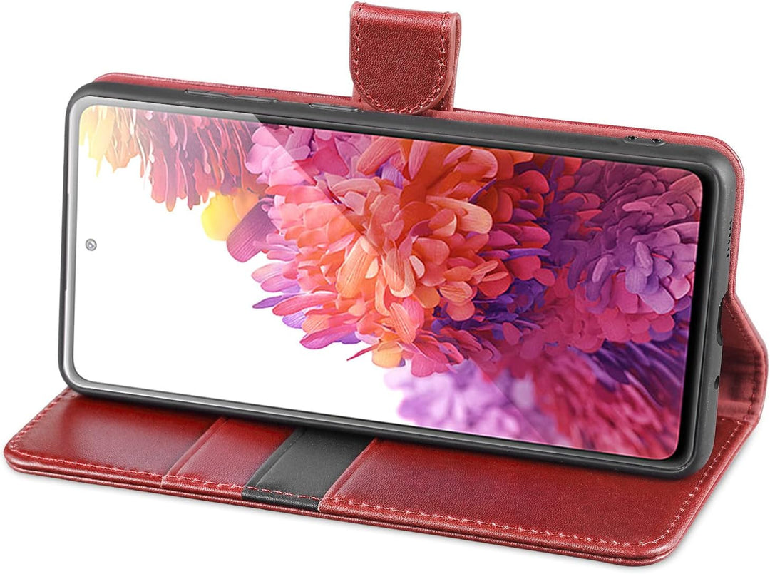 LENSUN Echtleder Hülle für Samsung Galaxy S20 FE 4G/5G, Handyhülle [Echtes Leder] [Magnetverschluss]