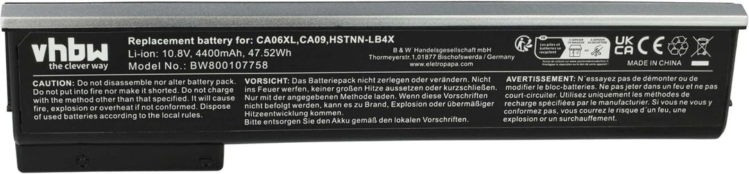 vhbw Akku Ersatz für HP CA06XL, CA09, CA09100XL, E7U21AA, E7U22AA, HSTNN-DB4X für Notebook (4400mAh,