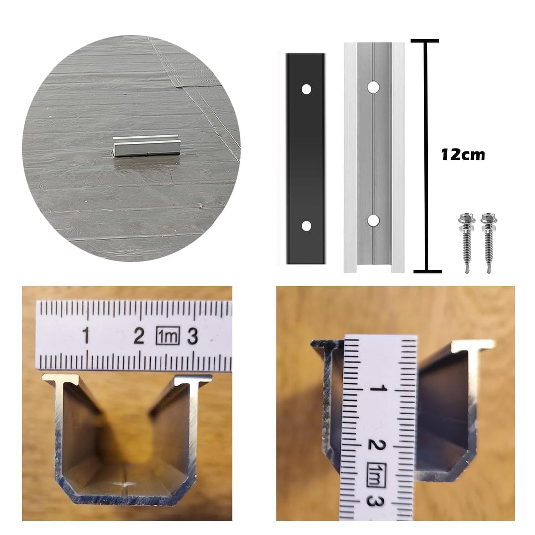 Solarpanel Halterung Kit und Zubehör Schwarz Eloxiert,Halterung für Solarmodule,Befestigungsschiene1