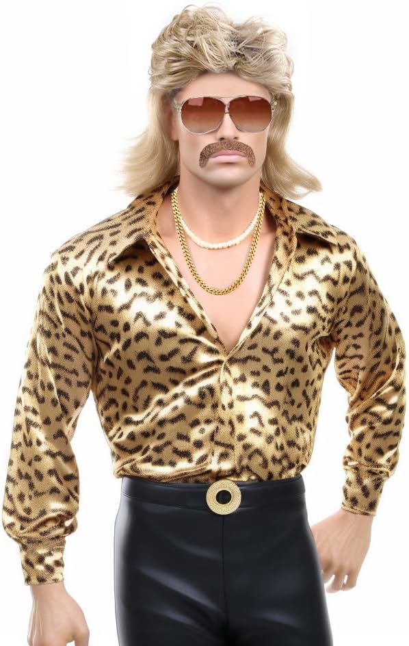 iZoeL Vokuhila Perücke 80er 90er Jahre Outfit Accessoires Herren - Blond Perücken Wig Sonnenbrille H