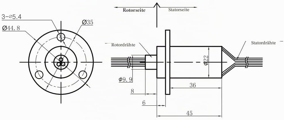 Schleifring, 22 mm Leitfähiger Schleifring Sammelring 30 A 150 U/min 0~600 V AC/DC