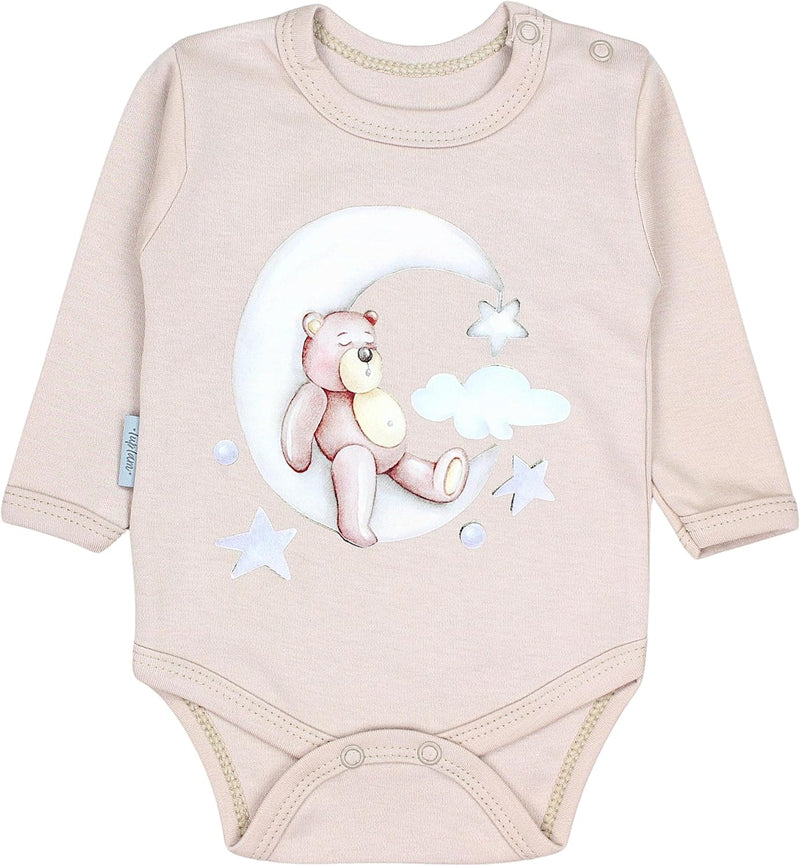 TupTam Baby Mädchen Jungen Bekleidungsset Langarmbody Hose Mütze mit Aufdruck Spruch 3 teilig 74 Bär