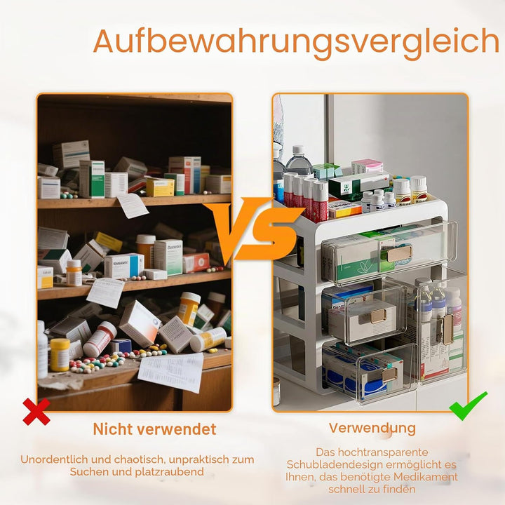 Medikamenten Aufbewahrung, 4-stöckiger Hausapotheke Schrank, Schublade Typ Medikamentenschrank-Organ