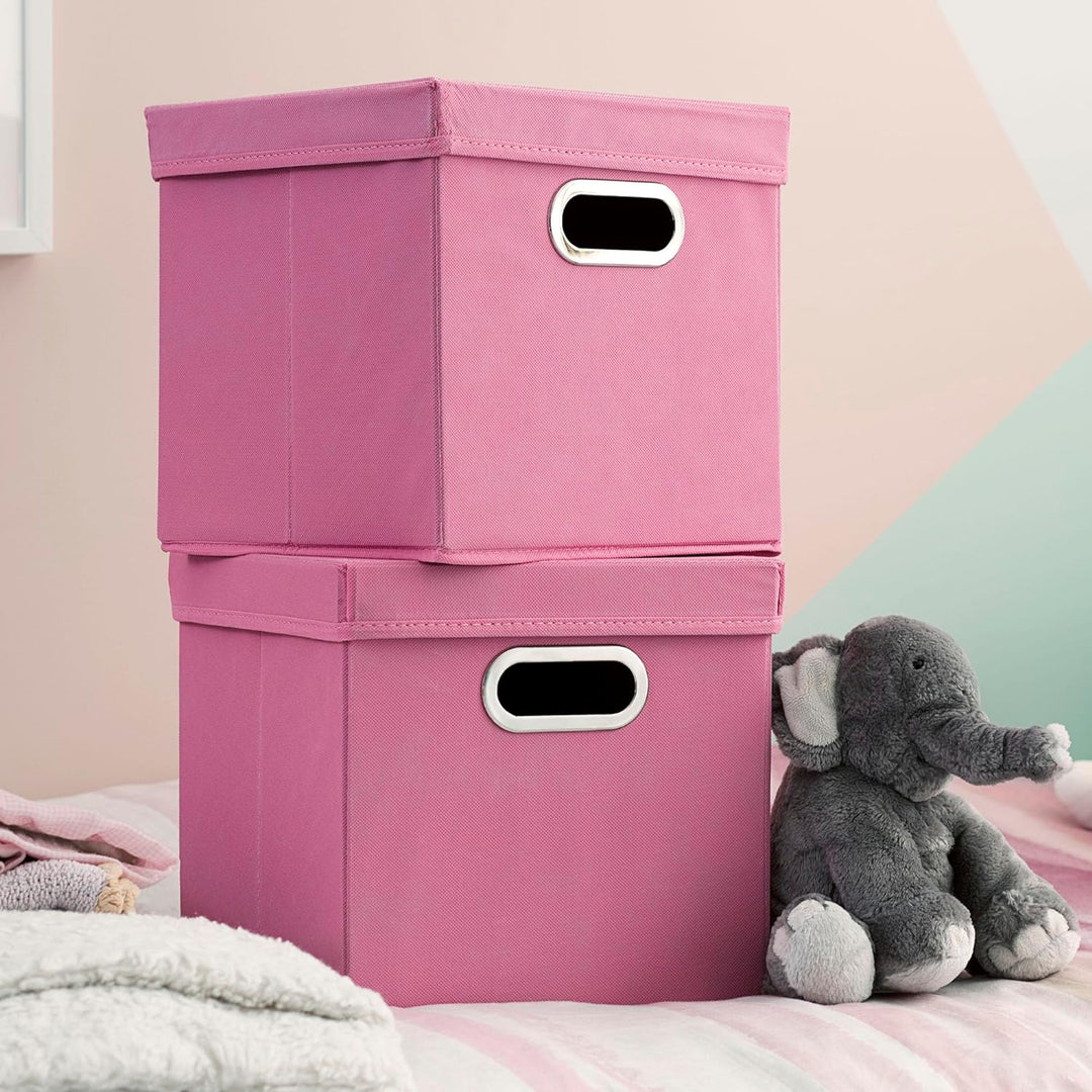 Household Essentials Würfel Set mit Deckel, rosa, 2er Pack Pink, Pink
