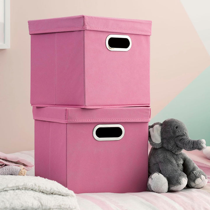 Household Essentials Würfel Set mit Deckel, rosa, 2er Pack Pink, Pink