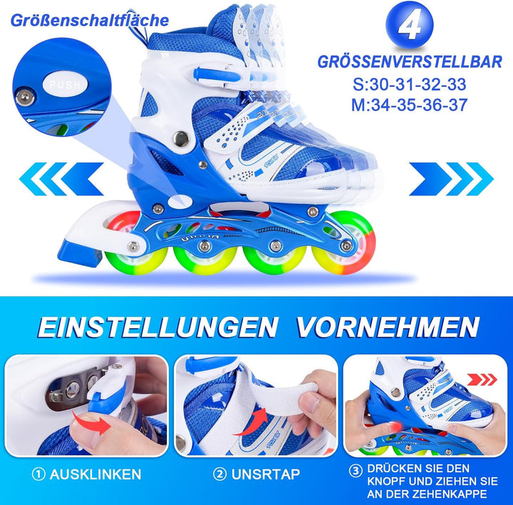 JIFAR Inliner Für Kinder Verstellbare Inline Skates mit Beleuchteten Rädern Rollschuhe Outdoor Schuh