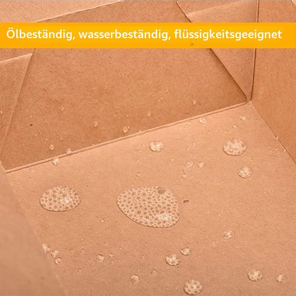 Kraftpapier Lunchbox, 25 Stücke Kraftkarton Snackboxen, Take Away Box, Öl und Wasserdicht, für Sandw