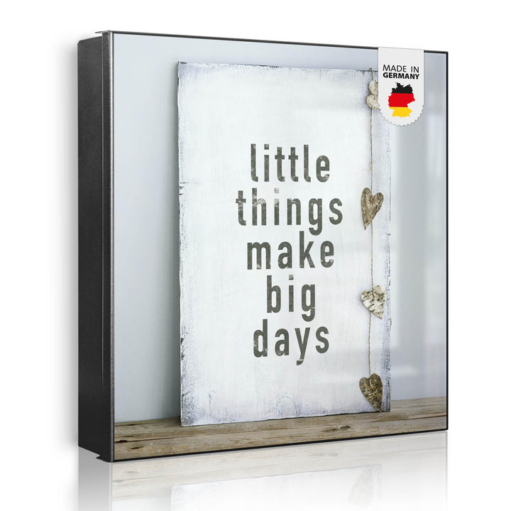 banjado® Grosser Schlüsselkasten Glas/Schlüsselbox 30cm x 30cm mit 50 Haken - Motiv Little Things/Sc