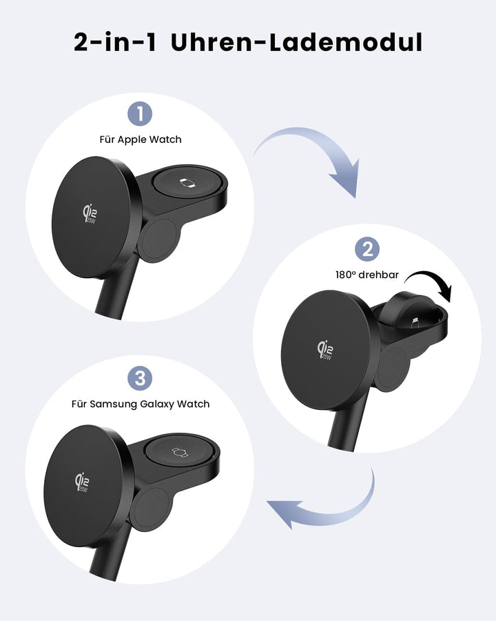 JoyGeek Magnetisch Induktive Ladestation für Samsung 4 in 1, Qi2.2 25W Fast Mag-Safe Ladegerät für G