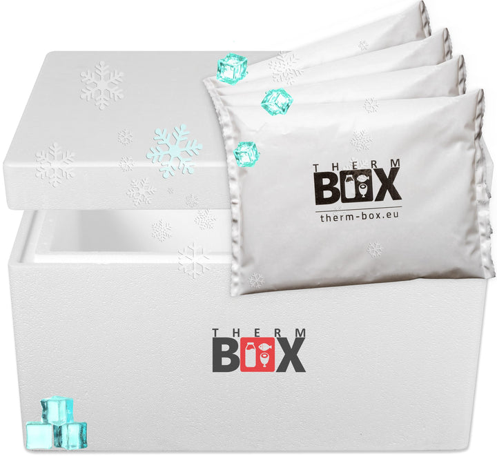 THERM BOX Styroporbox gross mit Kühlakku für Kühlbox Transportbox Thermobehälter Wiederverwendbar 37