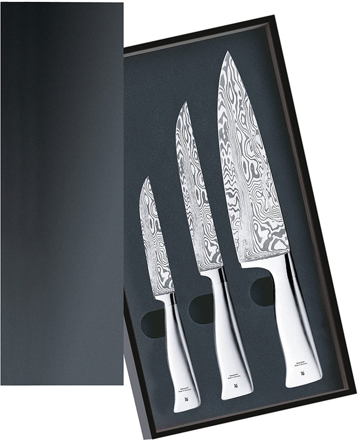 WMF Grand Gourmet Messerset 3teilig, Made in Germany, 3 Damastmesser geschmiedet, Damaststahl 120-la