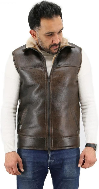 Hollert Herren Lammfellweste Luca Fellweste Echtleder Merino Schaffell Jagdweste warme Outdoorweste