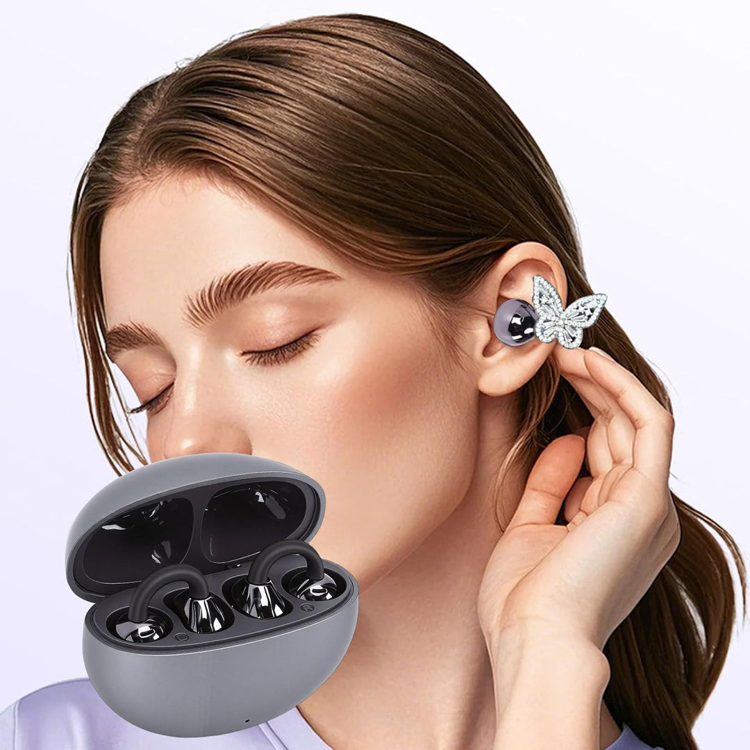 Cuifati Ohrclips im Schmuck-Design, Bequeme offene Clip-Kopfhörer, kabellose Bluetooth 5.4 Ohrklemme