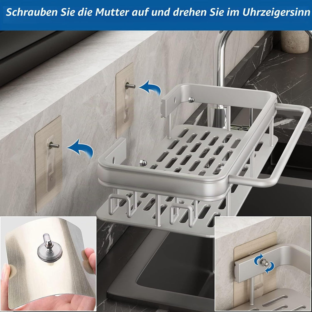 FOXWHALE Spülbecken Organizer,Haken Waschbecken Organizer Wand Hängend Ohne Bohren Selbstklebend Bad
