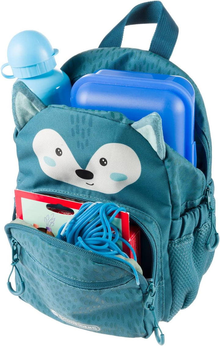 Schneiders 49460-064 - Kinderrucksack Mini Wolf, ca. 18,5 x 27 x 11 cm, Rucksack für Kinder mit 6 Li