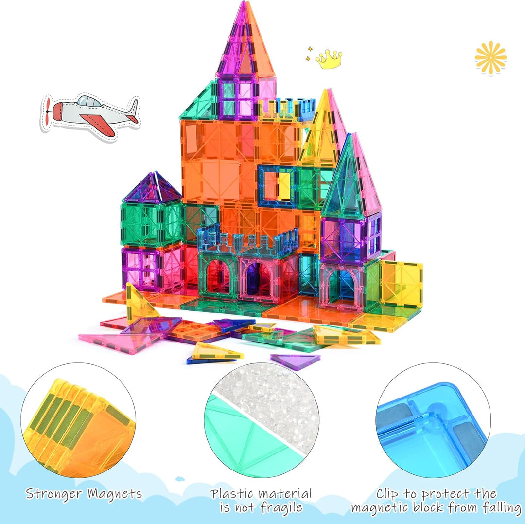 Magnetische Bausteine 100Pcs für Kinder ab 3+ Jahre Starke Magnet Montessori Spielzeug Kinder STEM-L