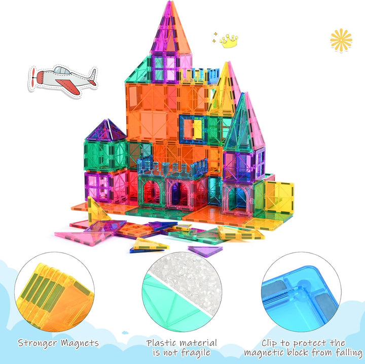 Magnetische Bausteine 100Pcs für Kinder ab 3+ Jahre Starke Magnet Montessori Spielzeug Kinder STEM-L