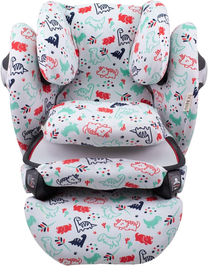 JYOKO Kids Bezug für Autositz kompatibel mit Cybex Pallas M (Dino Party), Dino Party