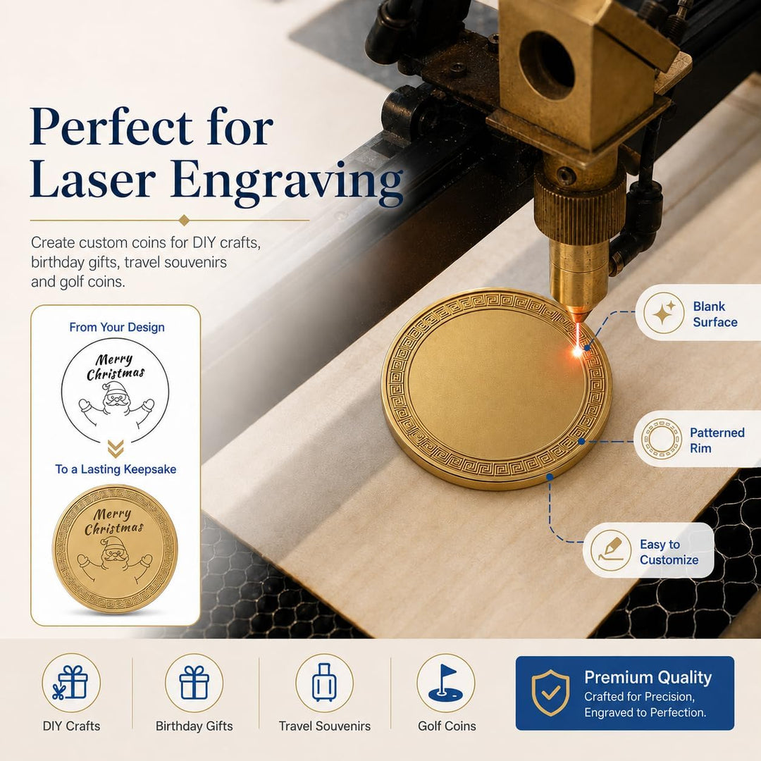Laser Gravur Rohlinge, Laser Material Münzen 10 Stück mit Acrylbox, Doppelseitig Gravierbare 40 mm R