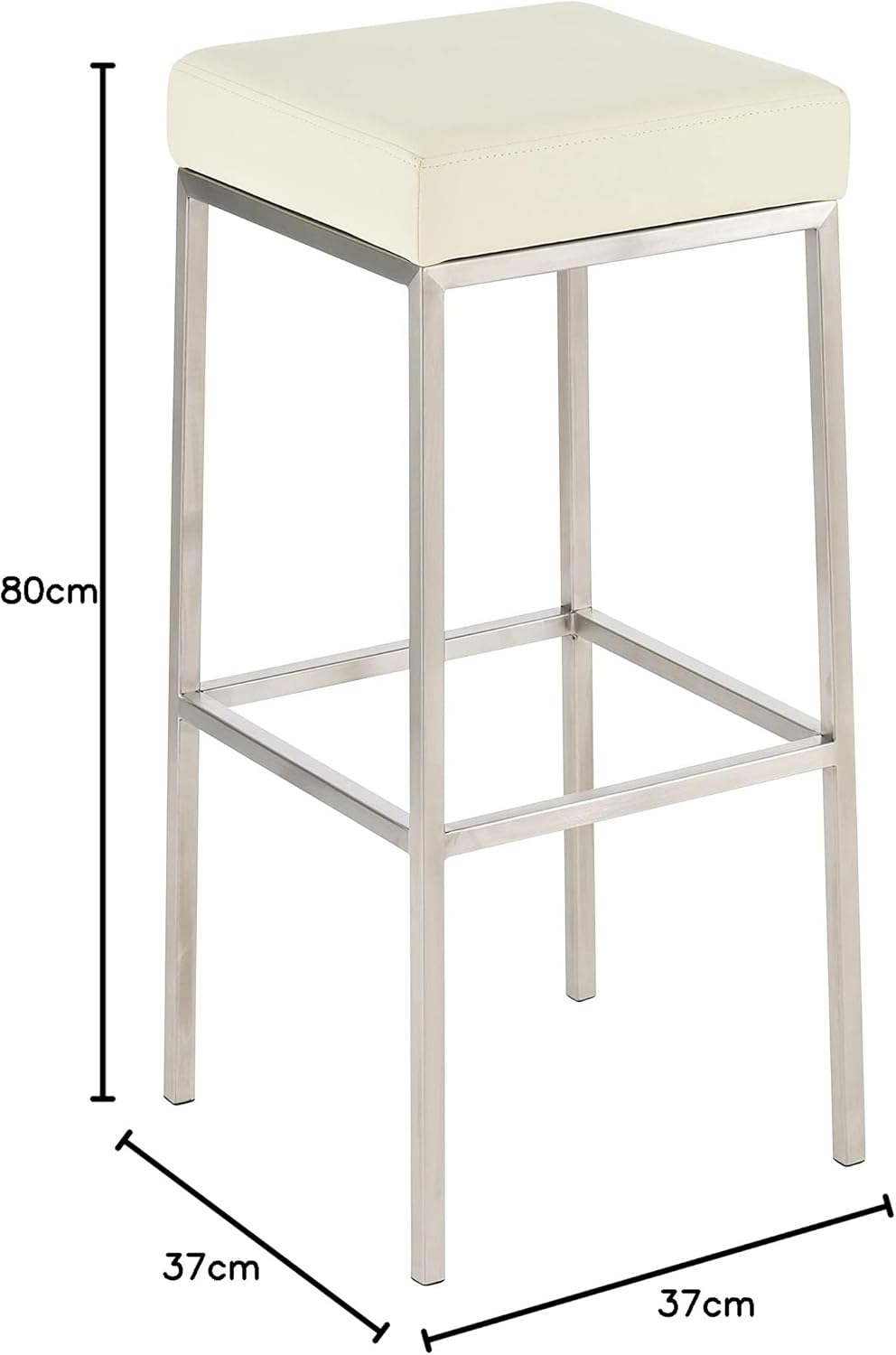 CLP 2er Set Barhocker Montreal Kunstleder I Gepolsterte Stühle Für Bartresen, Farbe:Creme, Gestell F