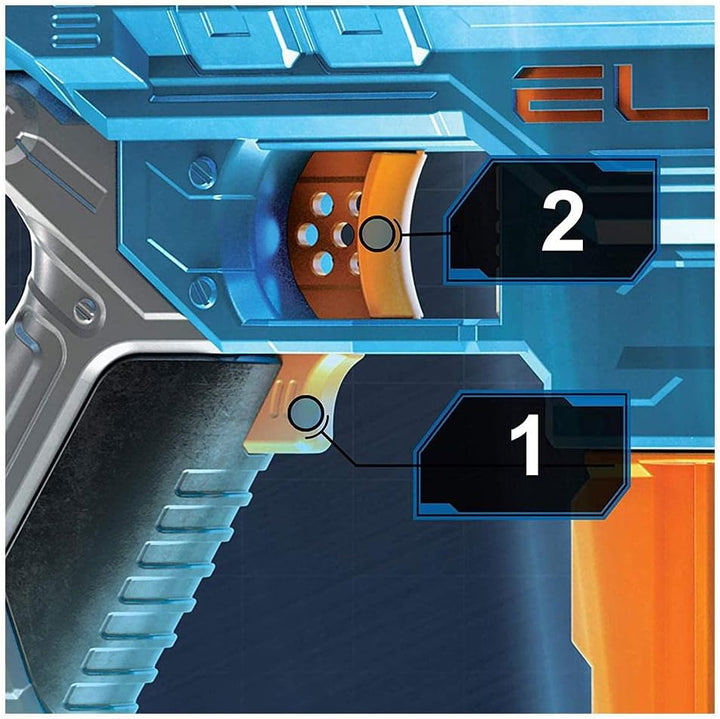 Nerf Elite 2.0 Turbine CS-18 motorisierter Blaster, 36 Nerf Darts, 18-Dart Clip-Magazin, Tactical Ra