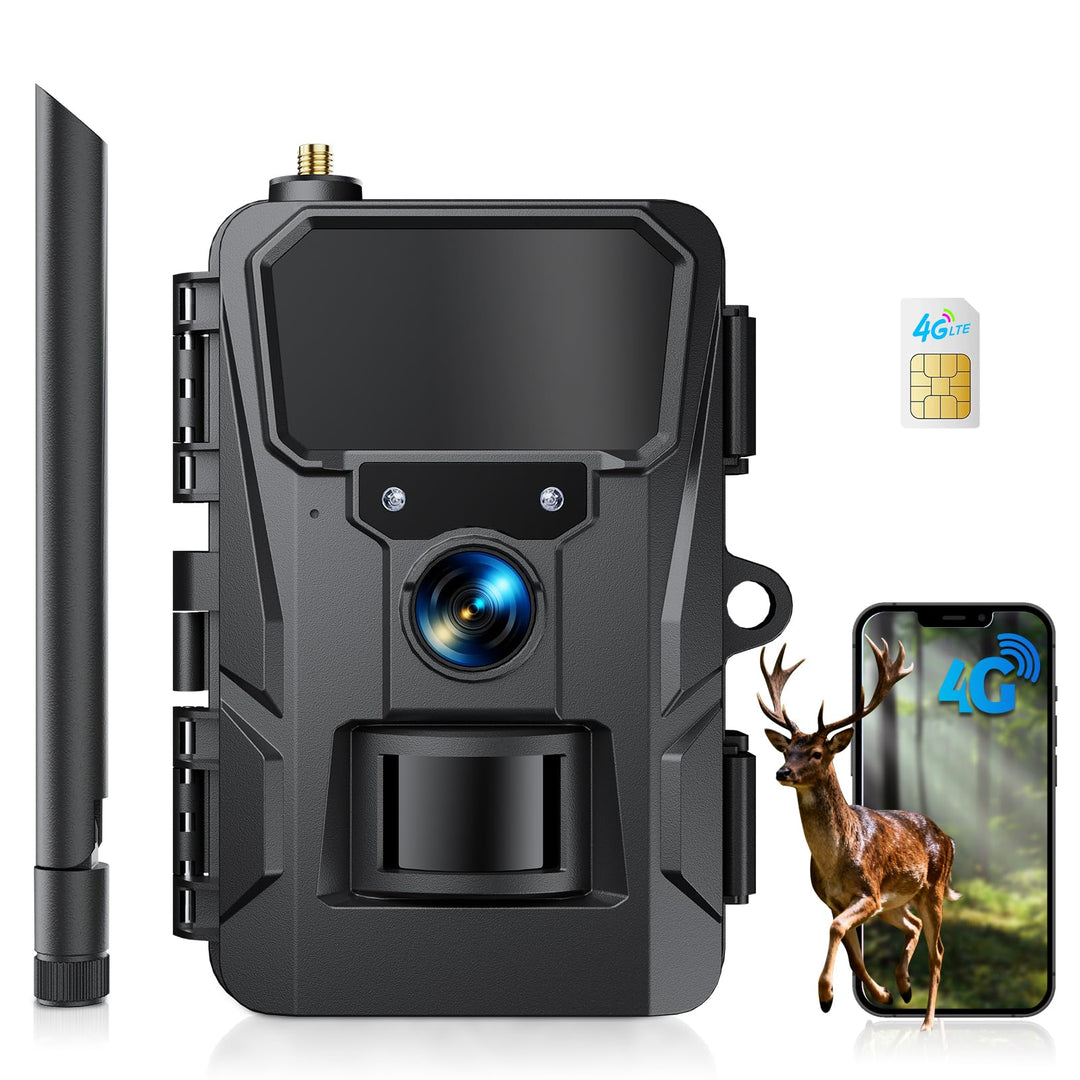 WOLFANG 4G LTE Cellular Wildlife Camera, Connect Nationwide 4G LTE, 2K 48MP Cellular Trail Camera wi