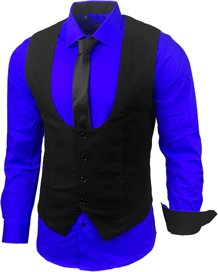 Herren Hemd Weste Krawatte Set Business Anzugweste Westen Slim Fit Smoking Frack Business Herrenanzu