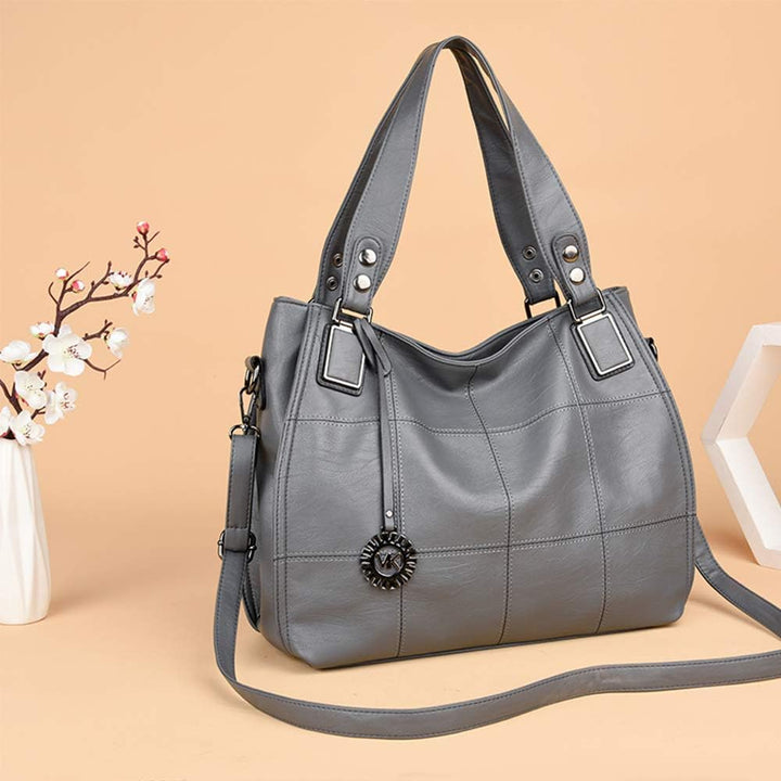 Sacmill Grosse Damenhandtasche PU Leder Schultertasche Taschen Tote Henkeltasche für Frauen Grau, Gr