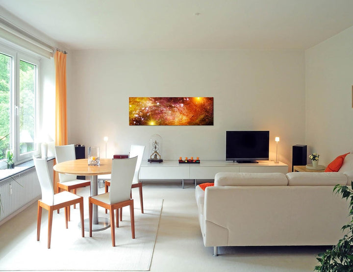 Paul Sinus Art Panoramabild auf Leinwand und Keilrahmen 150x50cm Weltraum Galaxie Sterne Planet