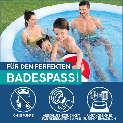 Bestway Fast Set Aufstellpool ohne Pumpe Ø 366 x 76 cm, blau, rund Einzeln, Einzeln