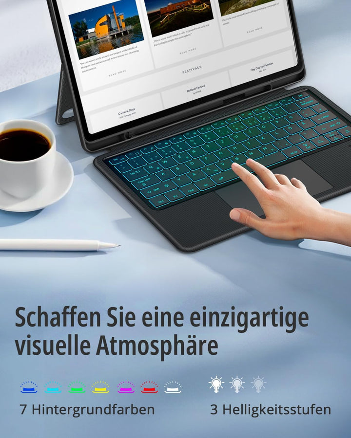 CACOE Tastatur Hülle Kompatibel mit Samsung Galaxy Tab S10 FE+/ S10 FE Plus 13.1 Zoll, Abnehmbare Ta