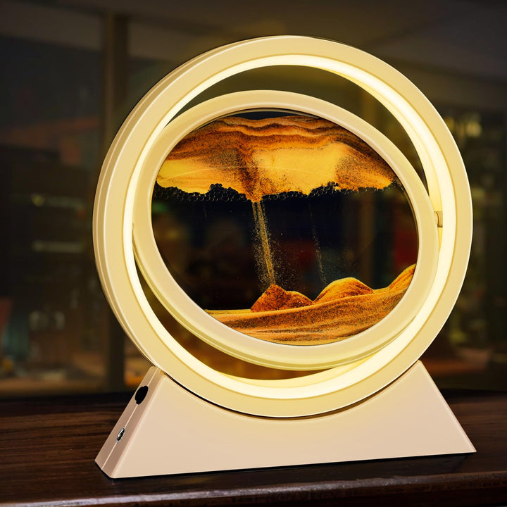 Ulikey Sandbilder Zum Drehen, 3D Dynamische Sandbild mit Led Licht, 10 Zoll Bewegende Sandkunst, Fli