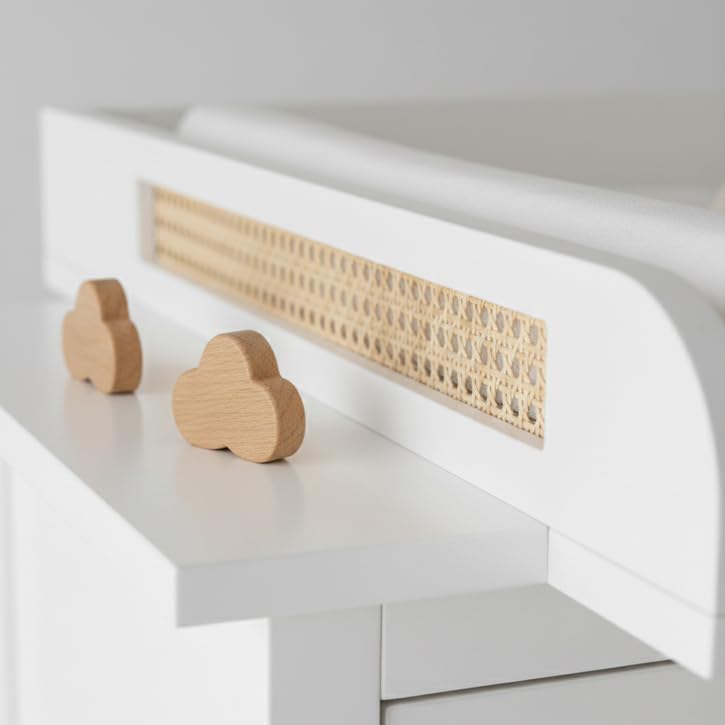 Puckdaddy® Arne | Wickelaufsatz für IKEA Hemnes/Songesand Kommode | 80x11x80 cm | aus Holz/Rattan in