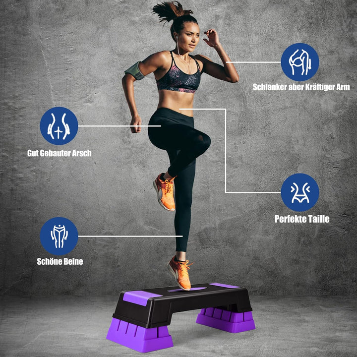 GOPLUS Aerobic Steppbrett, Rutschfestes Trainingsbrett mit 3 Einstellbare Höhen, Multifunktionales S